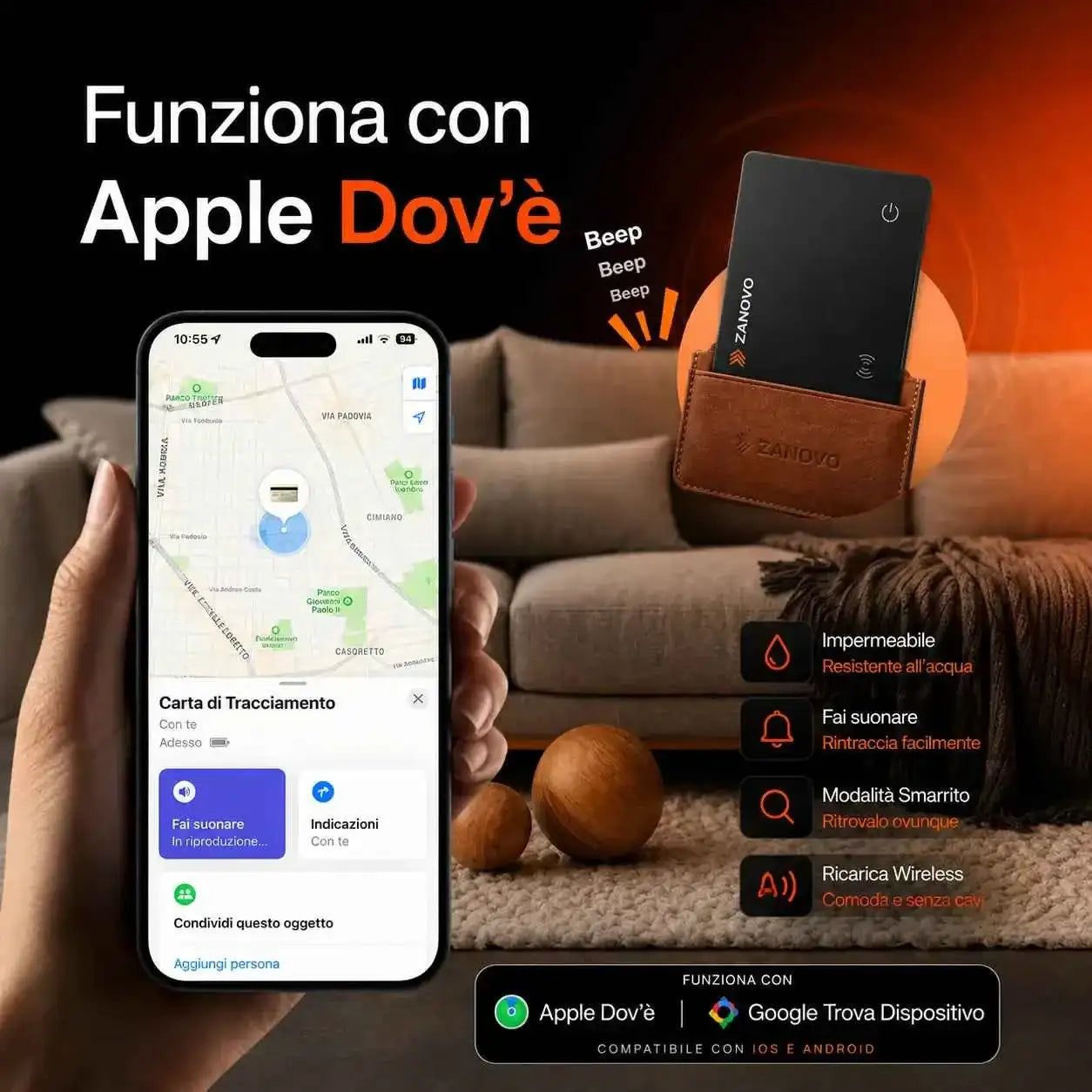 ZANOVO Tracker Intelligente per la Sicurezza dei Tuoi Cari - Protezione Avanzata con Tracker Intelligente ZANOVO